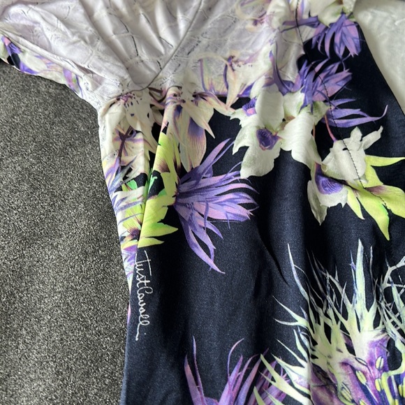 Just Cavalli Floral Print Long Sleeved Dress with Self Belt Sz M EUC - Picture 13 of 16